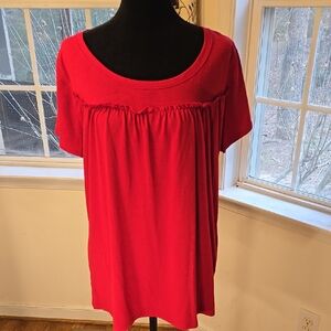 Lane Bryant Short Sleeve Tunic‎ Top Womens Size 14/16 Solid Red Stretchy
